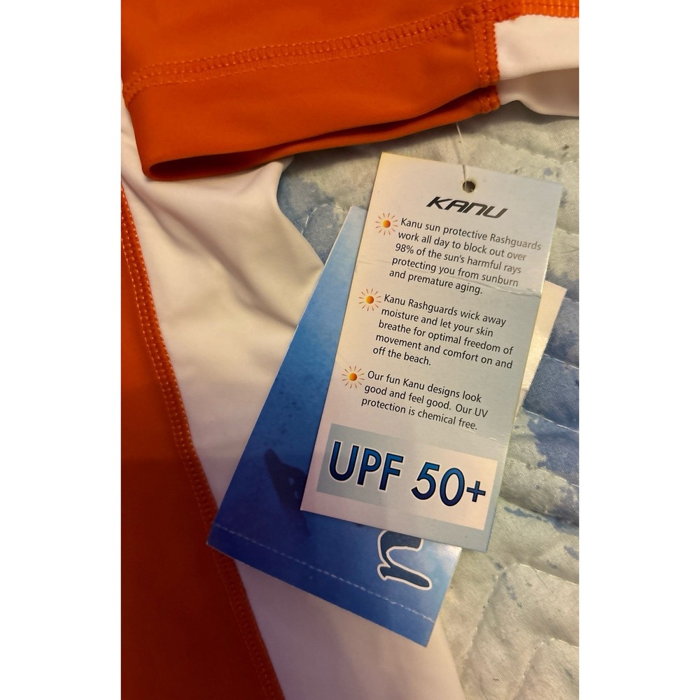 NEW Kanu Surf Men's Orange Short Sleeve Rash Guard Sun Protection, UPF 50+, L - Picture 4 of 5